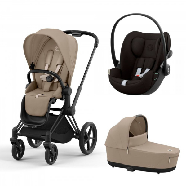Poussette trio priam 4 sepia black châssis matt black + cloud g i-size + nacelle luxe Cybex