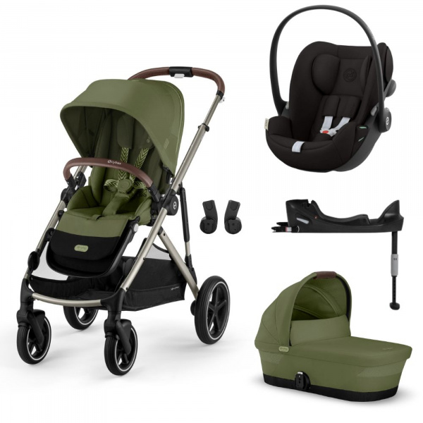 Poussette trio gazelle s moon black + siège auto cloud g i-size + nacelle s + base g Cybex