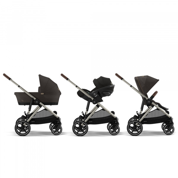 Poussette trio gazelle s chocolate brown + siège auto cloud g i-size + nacelle s + base g Cybex