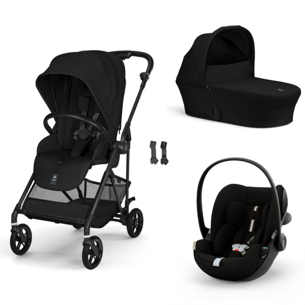 Poussette trio melio carbon 6 magic black avec siège auto cloud g3 i-size tissu plus et nacelle Cybex