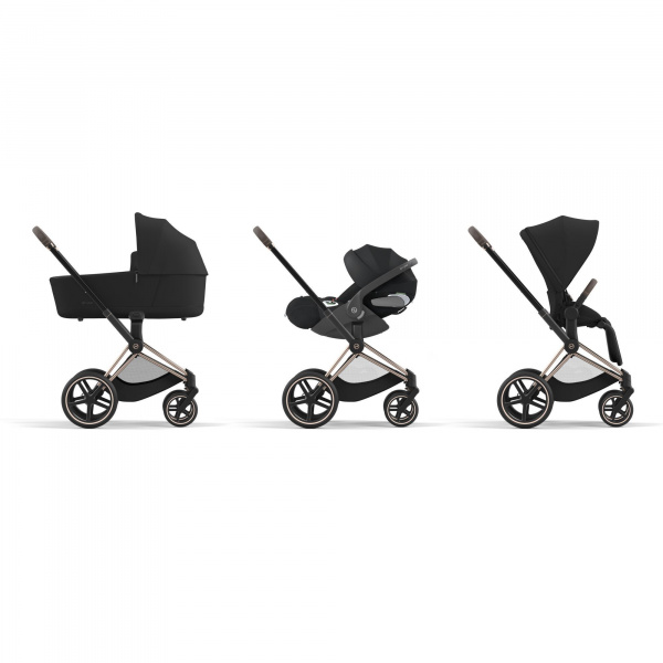 Poussette trio priam 4 leaf green châssis rose gold + cloud t i-size + nacelle luxe Cybex