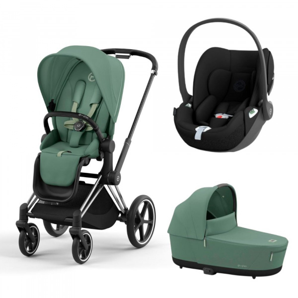 Poussette trio priam 4 sepia black châssis chrome black + siège auto cloud t i-size + nacelle luxe Cybex