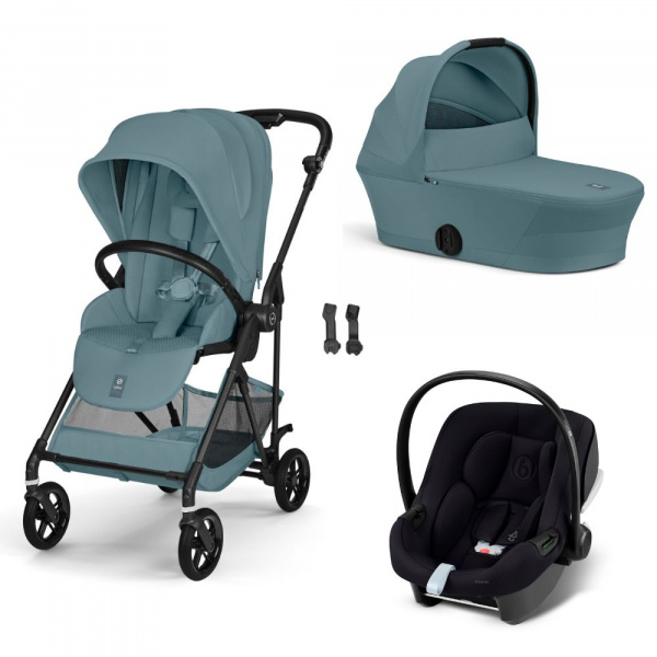 Poussette trio melio carbon 6 chocolate brown avec siège auto aton b2 i-size et nacelle Cybex