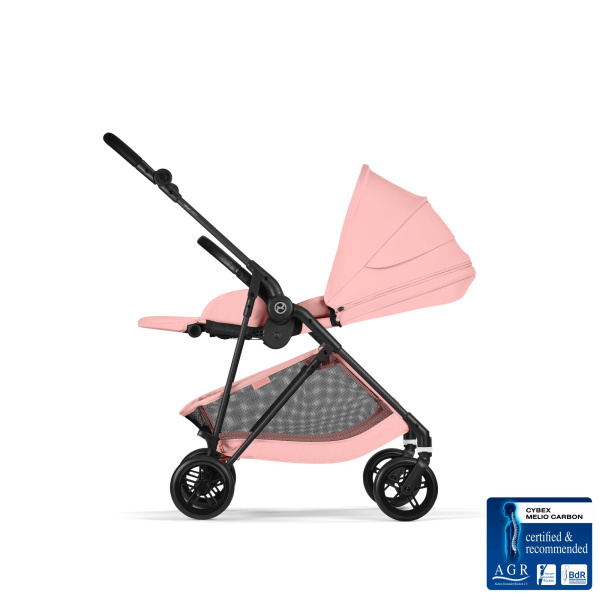 Poussette trio melio carbon 6 candy pink avec siège auto cloud t i-size et nacelle Cybex