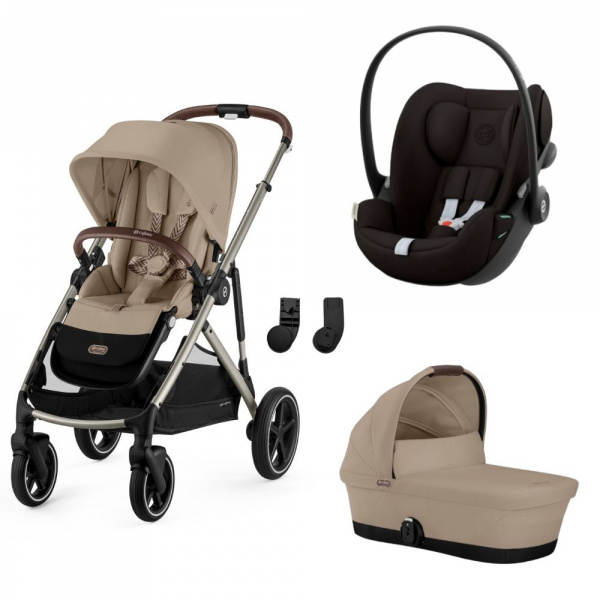 Poussette trio gazelle s almond beige + siège auto cloud g i-size + nacelle s Cybex