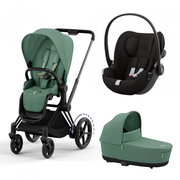 Poussette trio e-priam 2 sepia black châssis matt black + cloud g i-size + nacelle Cybex