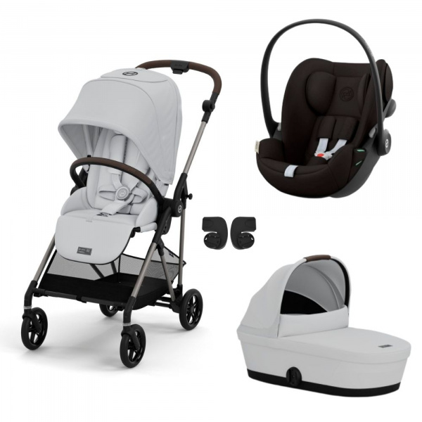 Poussette trio melio 4 fog grey + siège auto cloud g i-size + nacelle Cybex