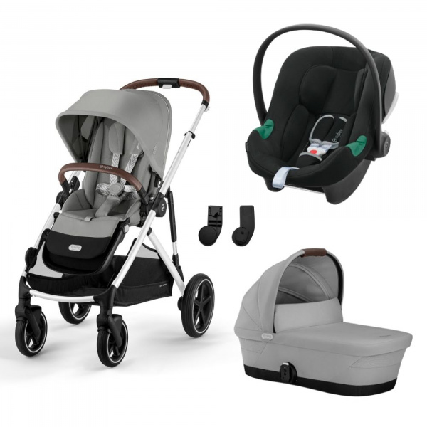 Poussette trio gazelle s stone grey + siège auto aton b2 i-size + nacelle s Cybex
