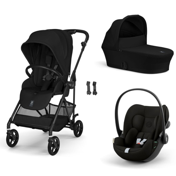 Poussette trio melio carbon 6 magic black avec siège auto cloud g i-size et nacelle Cybex