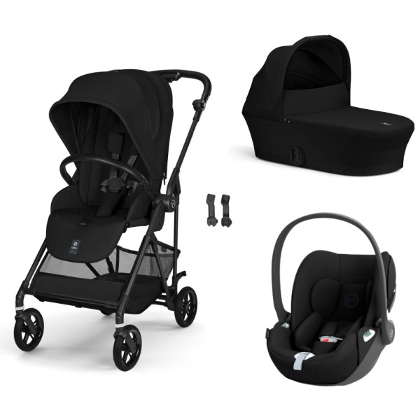 Poussette trio melio carbon 6 magic black avec siège auto cloud t i-size et nacelle Cybex