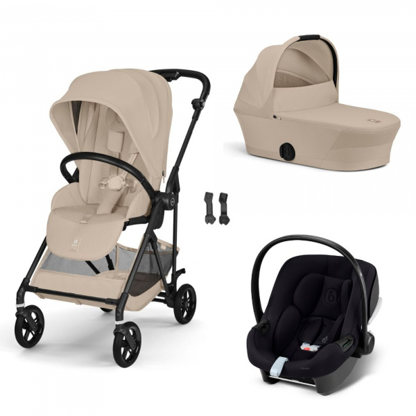 Poussette trio melio carbon 6 chocolate brown avec siège auto aton b2 i-size et nacelle Cybex