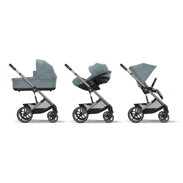 Poussette trio balios s lux 3 stormy blue + siège auto cloud t i-size + nacelle Cybex