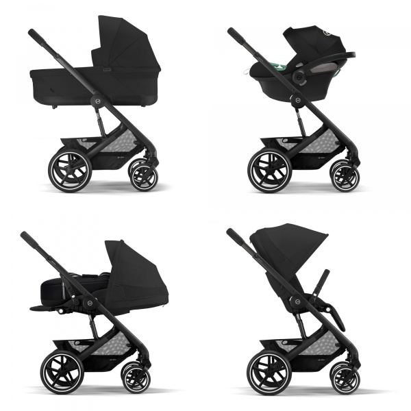 Poussette trio balios s lux 3 moon black + siège auto aton b2 i-size + nacelle Cybex