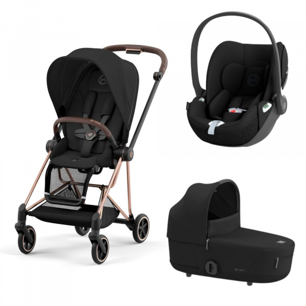 Poussette trio mios 3 sepia black châssis rose gold + cloud t i-size + nacelle luxe Cybex