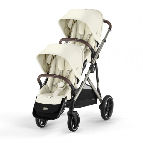Poussette double gazelle s stormy blue châssis taupe Cybex