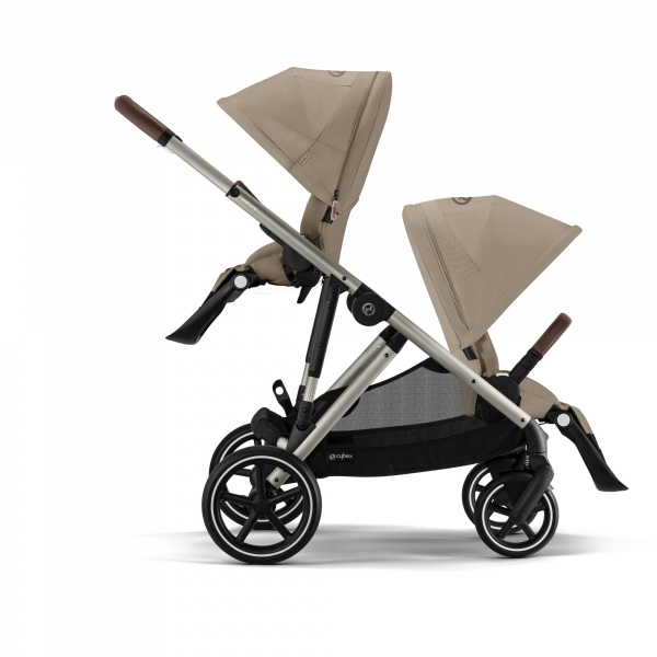 Poussette double gazelle s stormy blue châssis taupe Cybex
