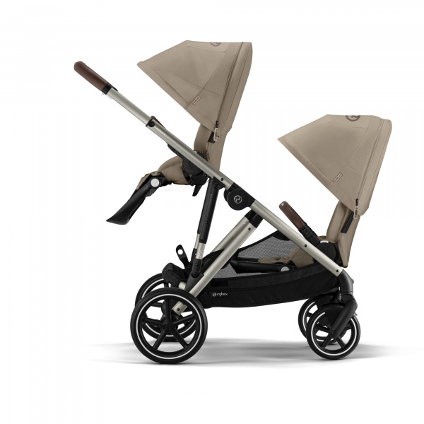 Poussette double gazelle s stormy blue châssis taupe Cybex