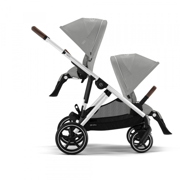 Poussette double gazelle s stone grey châssis silver Cybex