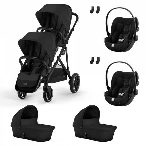 Poussette jumeaux gazelle s moon black + 2 sièges auto cloud g i-size + 2 nacelles s Cybex