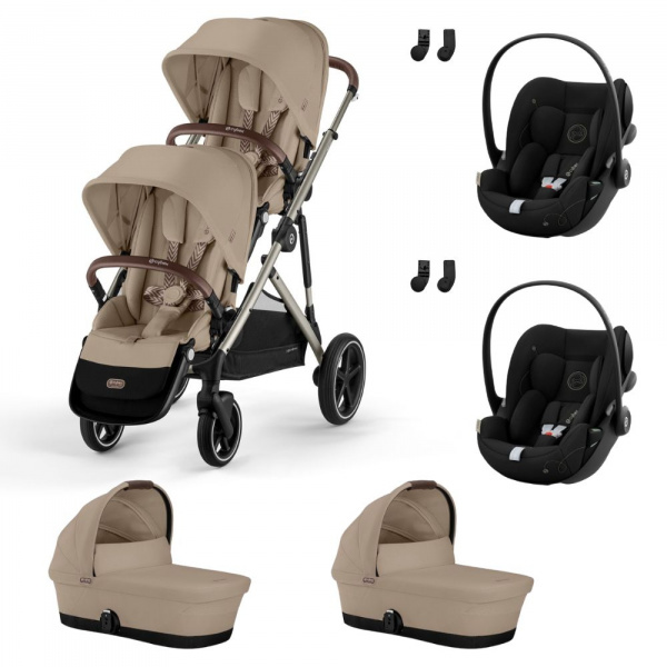 Poussette jumeaux gazelle s moon black + 2 sièges auto cloud g i-size + 2 nacelles s Cybex