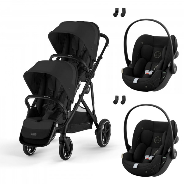 Poussette jumeaux gazelle s moon black + 2 sièges auto cloud g i-size Cybex