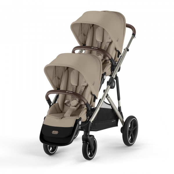 Poussette jumeaux gazelle s almond beige + 2 sièges auto cloud g i-size Cybex