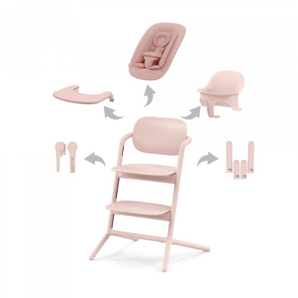 Chaise haute évolutive lemo 4en1 pearl pink Cybex