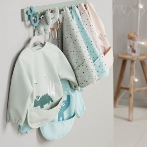 Bavoir manches longues 6-18 mois happy dots bleu Done by deer