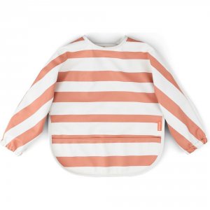 Bavoir manches longues 6-18 mois stripes papaye Done by deer