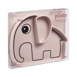 Assiette antidérapante en silicone elphee rose poudré Done by deer