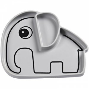Assiette antidérapante en silicone elphee grey