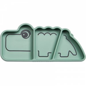 Assiette antidérapante en silicone croco green
