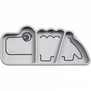 Assiette antidérapante en silicone croco grey