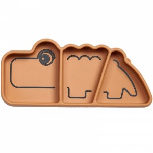 Assiette antidérapante en silicone croco mustard