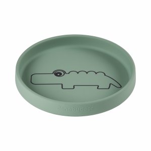 Assiette plate en silicone croco green