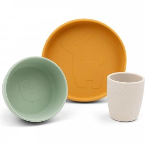 Coffret repas ventouse lalee vert/moutarde/sable Done by deer