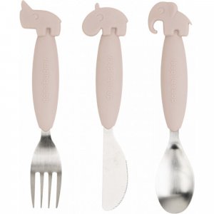 Lot de 3 couverts 3 easy-grip deer friends rose Done by deer