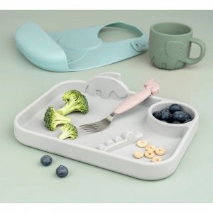 Lot de 3 couverts 3 easy-grip deer friends vert Done by deer