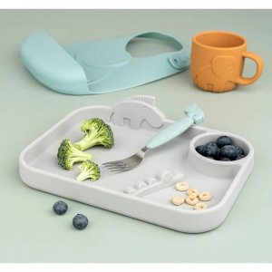 Lot de 3 couverts 3 easy-grip deer friends gris Done by deer