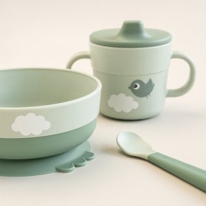 Foodie coffret premier repas happy clouds vert Done by deer