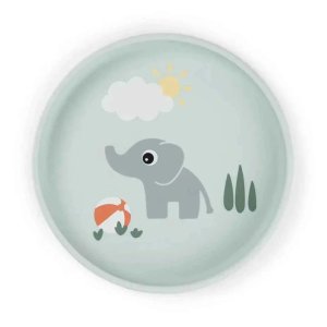 Assiette stick & stay en silicone playground bleu Done by deer