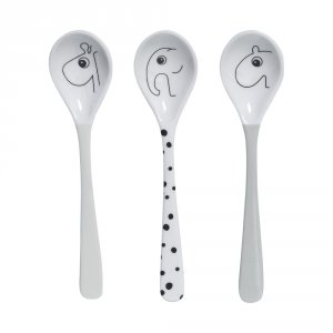 Lot de 3 cuillières happy dots grey