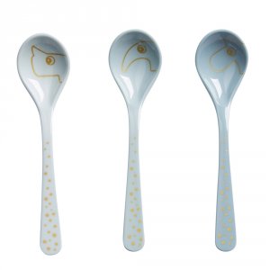 Lot de 3 cuillières happy dots gold blue