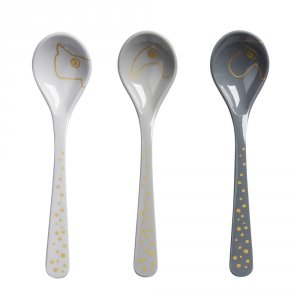 Lot de 3 cuillières happy dots gold / grey