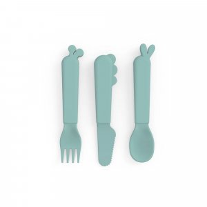 Lot de 3 couverts en silicone deer friends bleu Done by deer