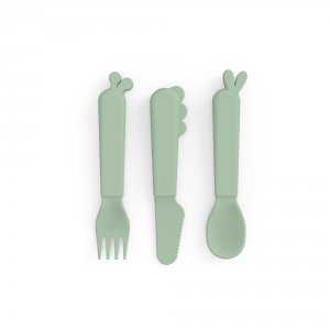 Lot de 3 couverts en silicone deer friends vert Done by deer