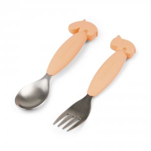 Set de 2 couverts easy-grip deer friends corail Done by deer