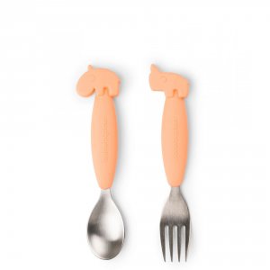 Set de 2 couverts easy-grip deer friends corail Done by deer