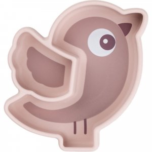 Assiette silicone avec ventouse birdee rose Done by deer
