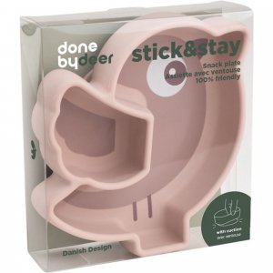 Assiette silicone avec ventouse birdee rose Done by deer